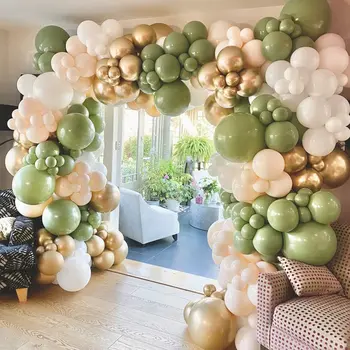 271 Adet Retro Avokado Yeşil Kayısı Balon Garland Kemer Seti Bebek Duş Düğün Doğum Günü Partisi Önerisi Dekorasyon arka plan