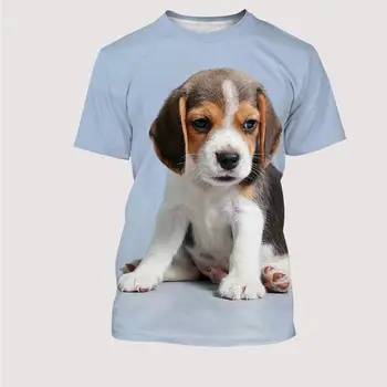 Yeni Moda erkek Ve kadın çocuk 3d baskılı tişört Pet Köpek Beagle Rahat Nefes Hafif Yaz Spor Üst