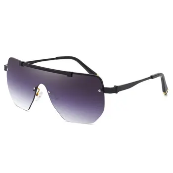 HBK Moda Tek Parça Güneş Gözlüğü Erkekler İçin Büyük Boy Degrade Kahverengi Lens Büyük Çerçeve Klasik Marka Tasarım UV400 Sürüş Zonnebril