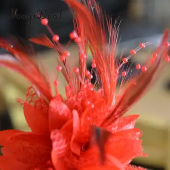 Tüy İnciler çiçek dekorasyonu, saç tokası Aksesuarları, Korsaj, Broş, Bilek Çiçek Düğün Parti Dekorasyon için Gelin-Kırmızı