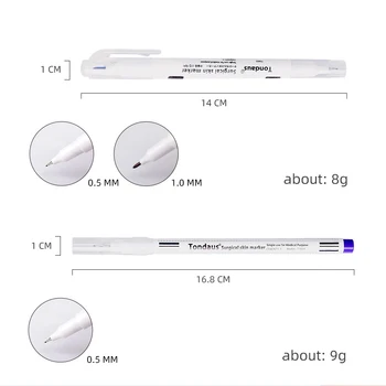 10 ADET Beyaz/ Mor Su Geçirmez Cerrahi Makyaj Kaş Dövme Cilt işaretleyici kalem Pozisyon ölçüm cetveli Microblading