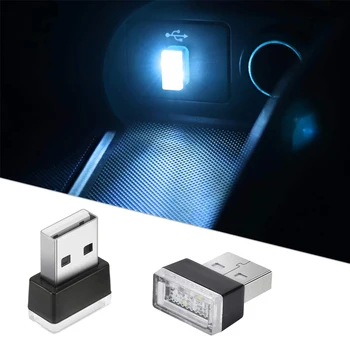 Mini USB LED Gece araba ışıkları İç Atmosfer Lamba Oto dekorasyon ortam aydınlatması LED Neon Ampul Araba Ürünleri 5V Beyaz Kırmızı