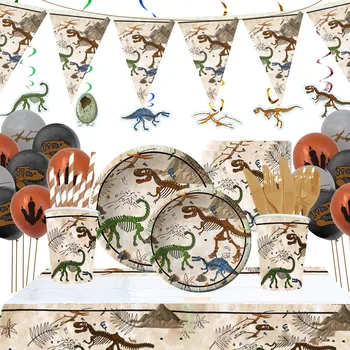 Dinozor Fosili Arkeoloji Tema Doğum Günü Partisi kağıt Tabak Bardak Sofra Dekorasyon Dinozor Parti Dekorasyon Malzemeleri