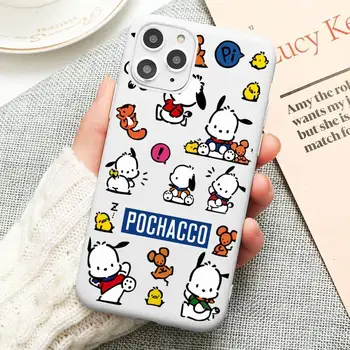 Sanrio Pochacco Karikatür Telefon Kılıfı için iphone 13 12 11 Pro Max Mini XS 8 7 6 6S Artı X SE 2020 XR Şeker beyaz Silikon kapak