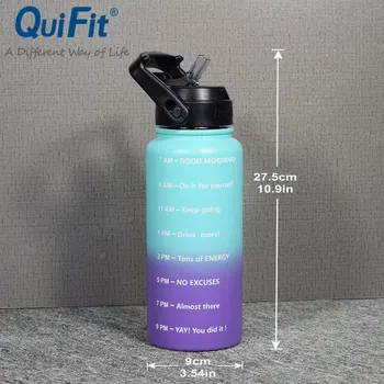 Quifit Paslanmaz Çelik Yalıtımlı Su Bardağı/1L/2L Çift Duvar Spor Saman Vakum Yalıtım ile Sıcak tutmak için