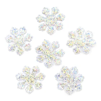 120 Adet Glitter Gümüş Kar Tanesi Kumaş Aplikler Dikiş yılbaşı dekoru Aksesuarları Popüler Giyim Çanta Şapka DIY Yamalar F09
