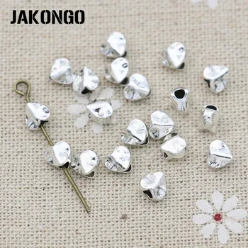 JAKONGO 6mm Düzensiz Kalp Spacer Boncuk Antik Gümüş Kaplama Gevşek Boncuk Takı Yapımı Bilezik Aksesuarları DIY 100 adet / grup