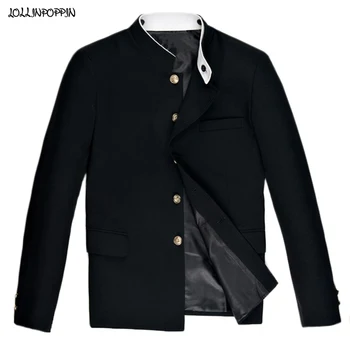 Çin Tarzı Çift Yaka Siyah Takım Elbise Ceket Yeni 2021 Mandarin Beyaz Yakalı Üniversite Tunik Ceket