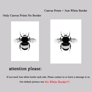 Siyah Beyaz Tuval Poster Hayvan Dekor Resim Uğur Böceği Kelebek Yusufçuk Bumblebee Duvar sanat baskı tablo Oturma Odası Dekor