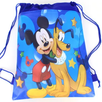 8/16/24/32 adet / grup Disney Mickey Minnie Mouse Tema Doğum Günü Partisi dokunmamış Kumaş İpli Çanta Yüksek Kaliteli saklama çantası