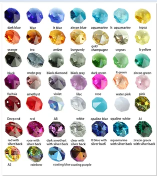 50 adet 14mm Kristal Cam Prizmalar Sekizgen Boncuk 1 Delik/2 Delik Lamba Avize Parçaları Kolye Dekorasyon İçin