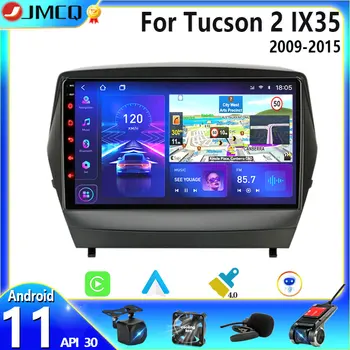 JMCQ 2 Din Android 11 Araba Radyo Hyundai Tucson için 2 LM IX35 2009-Multimedya Video Oynatıcı GPS Navigasyon RDS Stereo Ekran