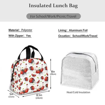 Uğur böceği Soğutucu yemek kabı Taşınabilir Yalıtımlı Öğle Yemeği Çantası Termal Gıda Piknik Öğle Yemeği Çantaları