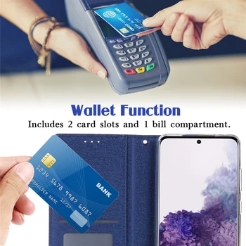 Ipek Desen Deri S22 Samsung kılıfı Galaxy S21 S20 FE S10 S9 S8 Not 10 9 8 Ultra Artı cüzdan kılıf Kart Telefon Çanta Kapak
