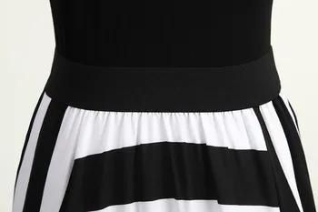 Seksi Kadın Yaz Boho Uzun Maxi Kokteyl Parti plaj elbisesi Siyah Beyaz Çizgili Şifon Etek
