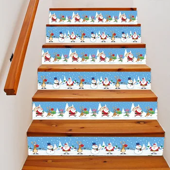 6 ADET / 13 ADET Merdiven Çıkartmalar Kendinden yapışkanlı Noel Noel Baba Kardan Adam Merdiven Duvar Resimleri Merdiven Kaplama Trendleri Sticker Dekor