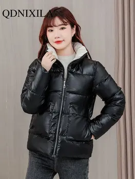 Yeni aşağı Ceket Kadın Kış sıcak Kalınlaşma Gevşek kadın aşağı ceket Kore Ekmek Giyim Rahat Düz şişme ceket kadınlar