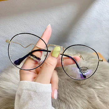 Bayanlar anti-mavi Işın Miyopi Gözlük Erkek Kadın Moda Yuvarlak Çerçeve Gözlük Unisex Kısa görüşlü Gözlük Diyoptri 0 -6.0