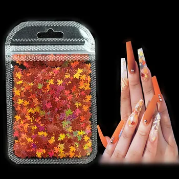 Holografik Renkli Sequins Bukalemun Tırnak Sanat Glitter Gevreği Kelebek Şekli Tasarım Lazer Akçaağaç Yaprağı Süslemeleri Manikür