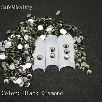 1440 adet / paket SS6-SS8 Siyah elmas tırnak süsü Sanat Süslemeleri Rhinestones 3d Charm Cam Flatback Olmayan Düzeltme DIY Çivi