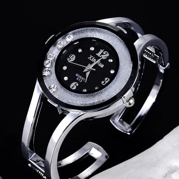 Lüks Kadın bileklik saatler kuvars moda bilezik izle kristal paslanmaz çelik marka xinhua casual saat kol saati relojes