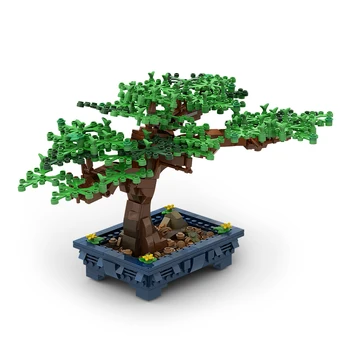 Bonsai Ağacı Yeşil Çalı Çiçek Çim Bitki Modeli Yapı Taşları Tuğla DIY Süs Ev Montaj eğitici oyuncak Hediye