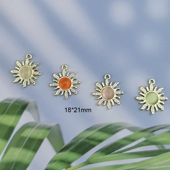 10 adet rhinestone güneş charm takı aksesuarları küpe kolye bilezik kolye charms çinko alaşım dıy bulma 18x21mm