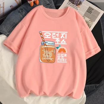 100 % Pamuklu Rahat T Shirt Kadın Üstleri Kawaii Anime y2k Giysileri 2022 Yaz Moda Harajuku Gevşek kısa kollu tişörtler Kadın