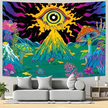 FFO Mantar Goblen Duvar Asılı Gizem Gözler Hippi Goblen Mandala Büyücülük Sanat Estetik Odası Dekor Halılar Yatak Odası