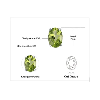 JewelryPalace Oval Hakiki Doğal Yeşil Peridot 925 gümüş saplama küpe ıçin Kadın Fashin Bildirimi Taş Küpe