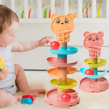 Bebek Parça Haddeleme Topu montessori oyuncaklar Sürgülü Kule Bulmaca Parça Arkanı Dön öğrenme eğitici oyuncaklar çocuklar Çocuklar için Hediyeler