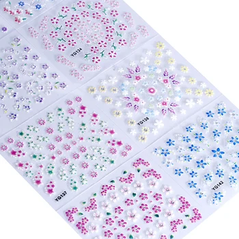 24 Sheets / Lot Tırnak Sticker 24 Tasarımlar Gül Çiçek / Kelebek Desen 3D Tırnak Sticker Çivi Sanat Çıkartmaları NTL-17#