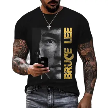 2022 Yeni Kung Fu Yıldız baskı t-shirt Moda Bruce Lee 3d Baskı T-shirt erkek Retro Streetwear Yüksek Kaliteli kısa kollu tişört