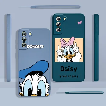 Disney Donald Ördek Aşk Samsung Galaxy S22 S21 S20 FE S10 Not 20 10 Ultra Lite Artı Sıvı Halat Yumuşak telefon kılıfı Çapa