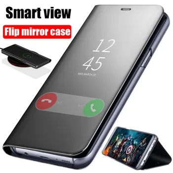 Ayna Flip Case Samsung Galaxy A51 A32 5G A50 S20 FE A31 A21s A20 A10 A71 A72 Not 20 ultra 9 10 lite S8 S10 Artı Kapak