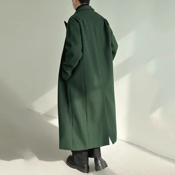 IEFB Mizaç erkek Düz Renk Takım Elbise Yaka Yün Ceket İç Tek Düğme Erkek Diz Boyu Palto 2023 Yeni 9A6593