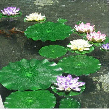 10 adet 18 CM Yüzer Havuz Dekorasyon Su Dekoratif Akvaryum Balık Gölet Sahne Lotus Yaprağı (Yeşil)