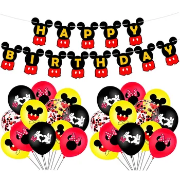 1 Takım Disney Fare Doğum Günü Partisi Balonlar Mickey Minnie Kek Toppers Doğum Günü Afiş çocuk Doğum Günü Dekorasyon Malzemeleri