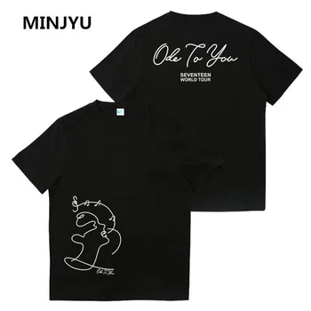 Kpop SEVENTEEN Dünya Turu Ode size T-shirt Unisex Casual Ekip Boyun Tee Tops