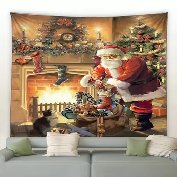 Noel Goblen Kardan Adam Noel Baba Şömine Hediyeler Kış Gece Duvar Asılı Battaniye noel dekorasyonları Yatak Odası Oturma Odası için