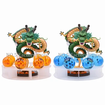 Anime dragon topu Z Yeşil Altın Shenron Shenlong Model Oyuncak PVC Şekil 3.5 cm 7 Yıldız kristal toplar Raf Heykelcik Seti Koleksiyonu