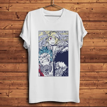 BNHA Deku Shoto Todoroki Kacchan Bakugou MHA Komik Anime T Shirt Erkek Rahat Tshirt Homme Unisex otaku Streetware Tee Hiçbir etiket