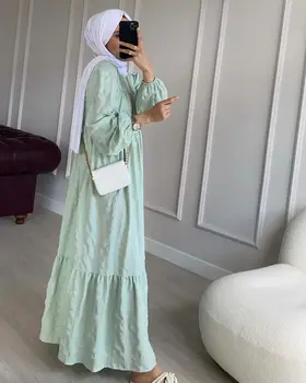 Ramazan Bayram Djellaba Abaya Dubai Elastik Puf Kollu Müslüman Elbise Abaya Türkiye Müslüman Elbise İslam Abayas WY692