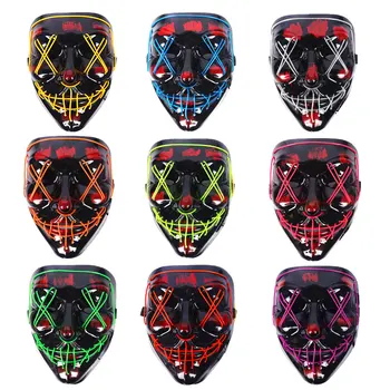 Cadılar bayramı Dekor Parlayan Led Maske Masquerade Maskeleri Parti Maskesi Light Up Neon Maske Cadılar Bayramı Partisi Kostüm Cosplay Korku Sahne