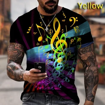 2022 Yaz Moda Piyano Nota Baskılı T Shirt Erkek Kadın 3D komik T Shirt Hip Hop Tee