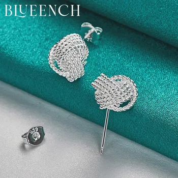 Blueench 925 Ayar Gümüş Örgü Basit Küpe Kadınlar ıçin Teklif Düğün Parti Hediye Veren moda takı