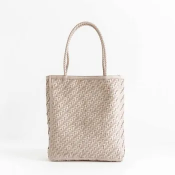 Tote çanta hakiki deri inek derisi el dokuması sebze sepeti çantası kadın askılı omuz çantası retro alışveriş çantası
