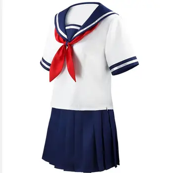 Ayano Aishi Üniforma Yandere Chan JK okul üniforması Oyun Yandere Simülatörü Cosplay Kostüm Kadın Kıyafeti Denizci Elbisesi T-shirt + Etek