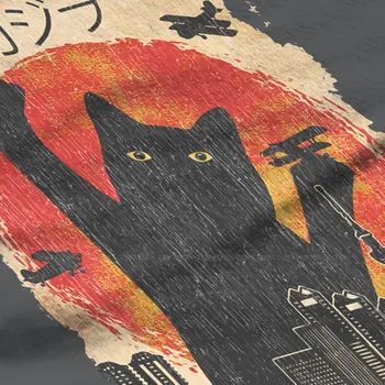 Siyah Kedi Vintage Catzilla TShirt Kızlar İçin Kedi Sevgilisi Üstleri Moda Kadın T Shirt Pamuk Yaz Büyük Boy