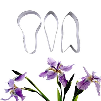 3 adet/takım Iris Yaprakları Paslanmaz Çelik Bisküvi Fondan Kek Çerez Kesiciler Kek Dekorasyon Araçları